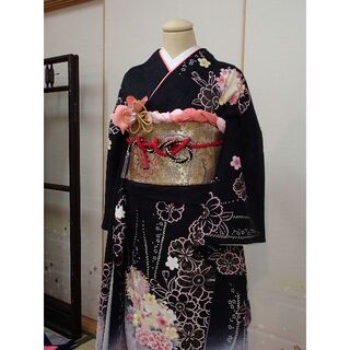 成人式 振袖セット 正絹 黒桜 着物の通販 by ゆーみ's shop｜ラクマ
