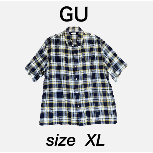GU(ジーユー)の【送料込】GU シャツ 半袖 オープンカラーシャツ チェック メンズ メンズのトップス(Tシャツ/カットソー(半袖/袖なし))の商品写真