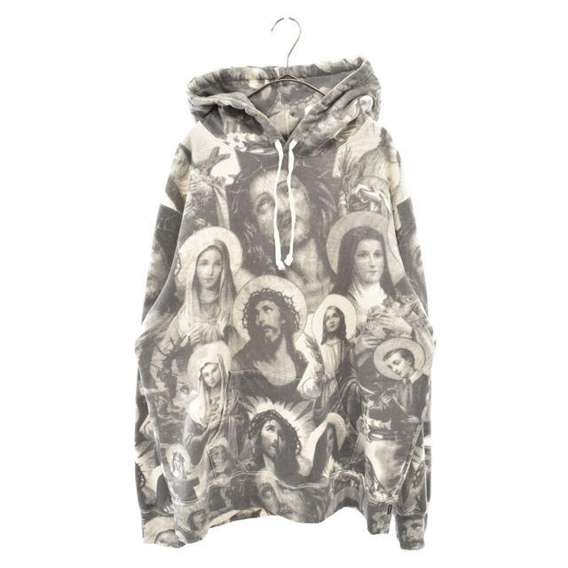 SUPREME シュプリーム 18AW Jesus and Mary Hooded Sweatshirt ジーザスアンドマリア総柄プリントフーデッドスウェットトレーナー パーカー フーディ グレー