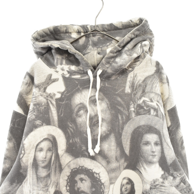 SUPREME シュプリーム 18AW Jesus and Mary Hooded Sweatshirt ジーザスアンドマリア総柄プリントフーデッドスウェットトレーナー パーカー フーディ グレー