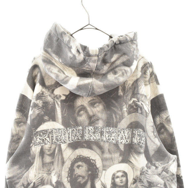 SUPREME シュプリーム 18AW Jesus and Mary Hooded Sweatshirt ジーザスアンドマリア総柄プリントフーデッドスウェットトレーナー パーカー フーディ グレー