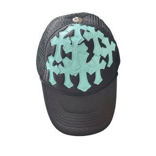 クロムハーツ(Chrome Hearts)のleather cross custom cap  tiffany blue(キャップ)