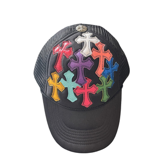 クロムハーツ(Chrome Hearts)のleather cross mesh cap multicolor(キャップ)