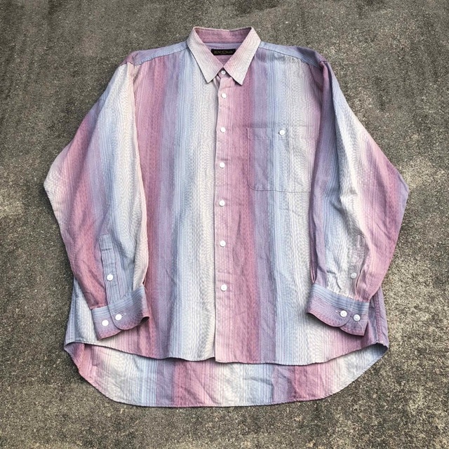 ART VINTAGE - EX-CLUB RENOWN 90s オンブレストライプシャツ 珍総柄