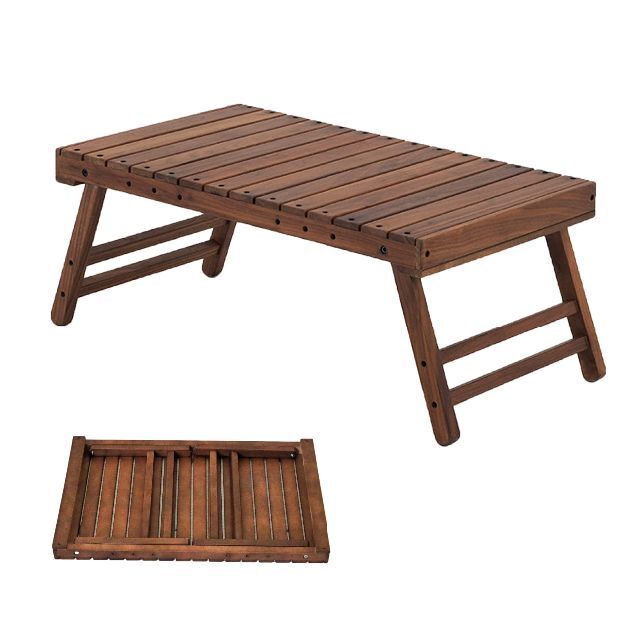 【在庫処分】FOREST HOME 木製テーブル 折りたたみ式 天然木製 濃いブのサムネイル