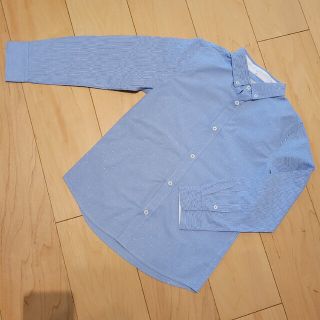 ザラキッズ(ZARA KIDS)のZARA KIDS boys 細ストライプ長袖ボタンダウンシャツ ブルー128(ブラウス)