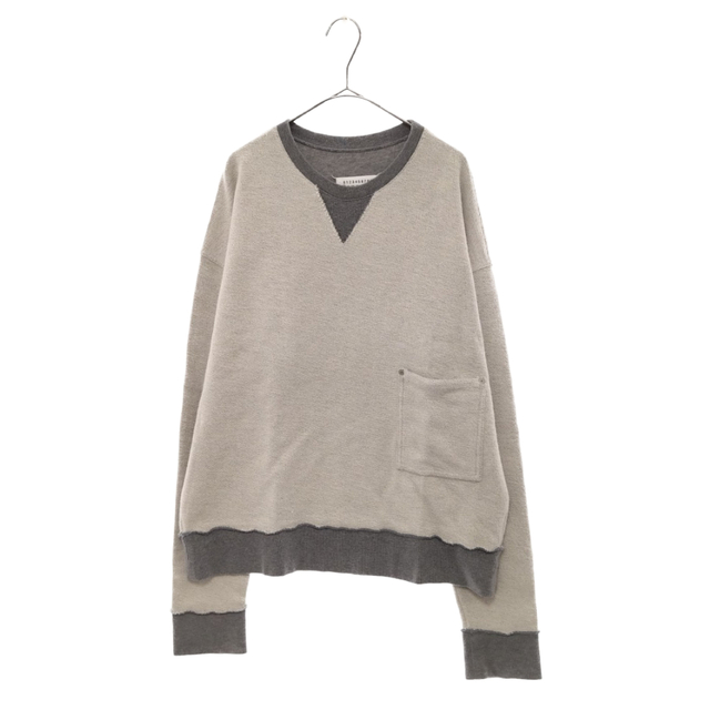 590センチ肩幅Martin Margiela マルタンマルジェラ 18AW CONTRASTED INSIDE OUT SWEAT CREW S50GU0068 S25279 インサイドアウトスウェットクルーネックプルオーバー ポケット付き裏返しスウェットシャツ グレー