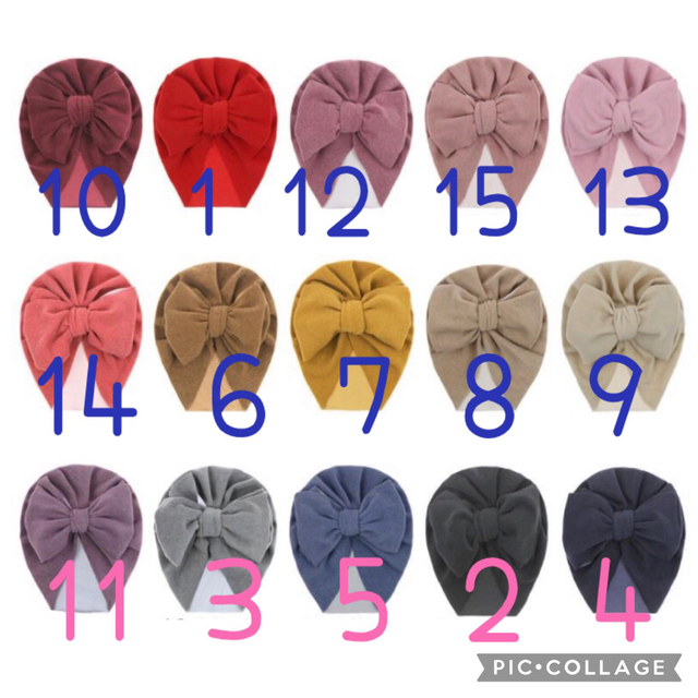 9番エクリュ＆12番ピンク　ベビー　キャップ　ターバン　帽子　BIGリボン　海外 キッズ/ベビー/マタニティのこども用ファッション小物(帽子)の商品写真