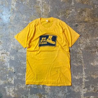 スクリーンスターズ(SCREEN STARS)の70s80s スクリーンスターズ tシャツ USA製 L イエロー×ブルー(Tシャツ/カットソー(半袖/袖なし))
