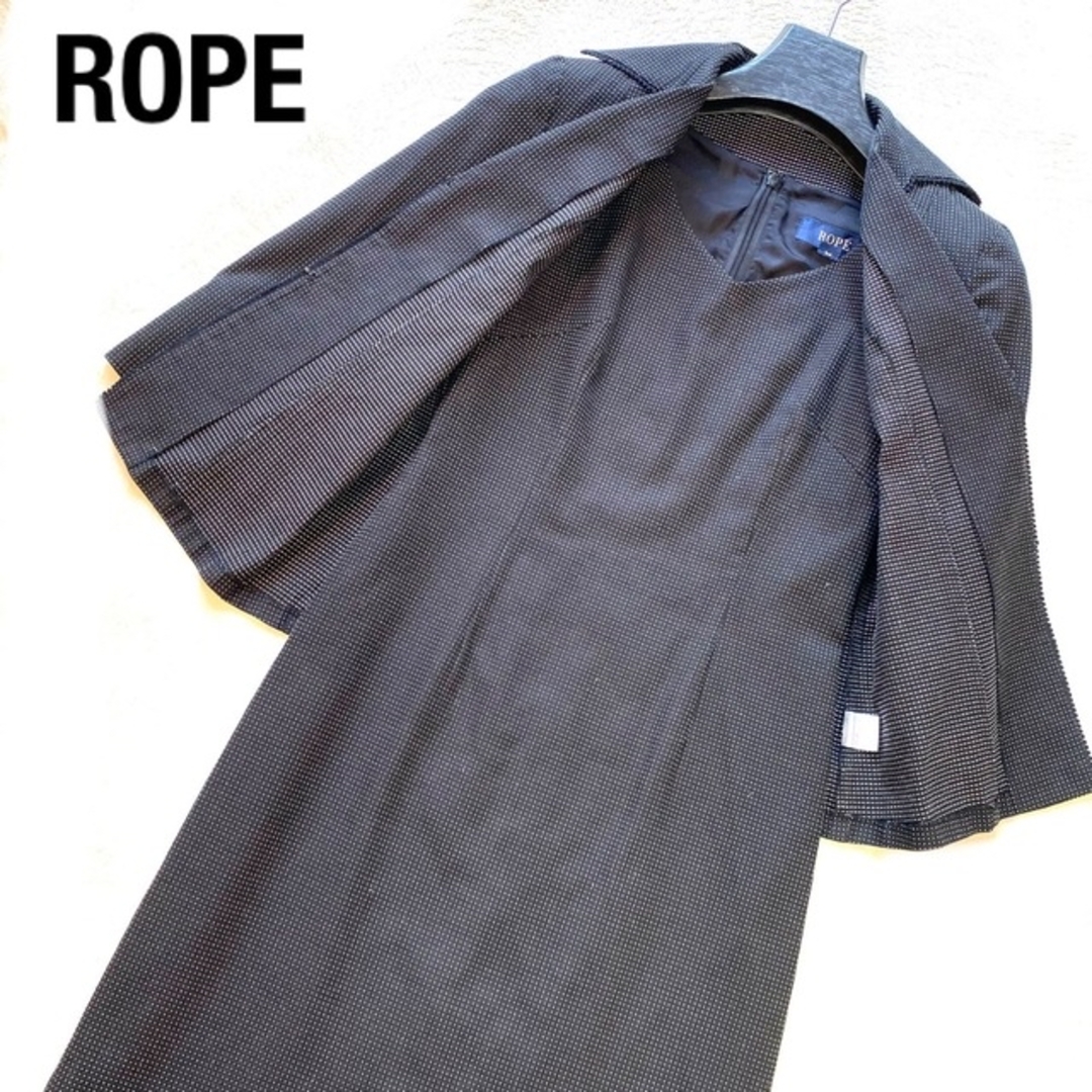 【ROPE】ロペ ワンピーススーツ 小ドット柄 黒 [７AR(S相当)] 1