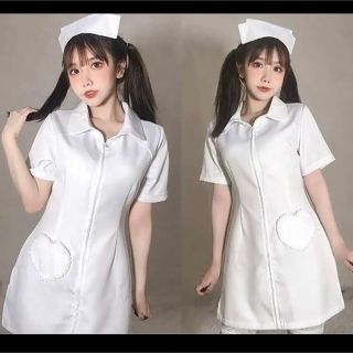 コスプレ　ナース服  ミニワンピ　看護師　看護婦　ハロウィン　仮装　Mサイズ(衣装一式)