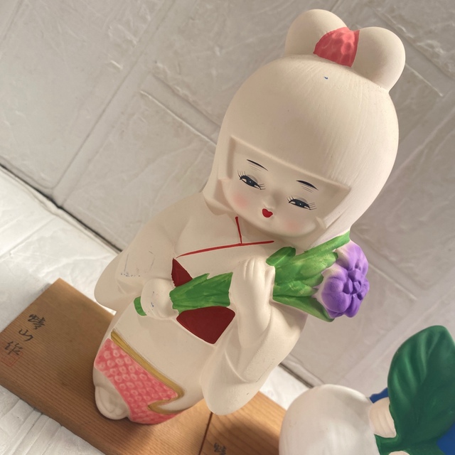 人形 陶器 置物 オブジェ 飾り物 昭和レトロ レトロ 2点セットの 人形 陶器 置物 オブジェ 飾り物 昭和レトロ レトロ 2点セットの