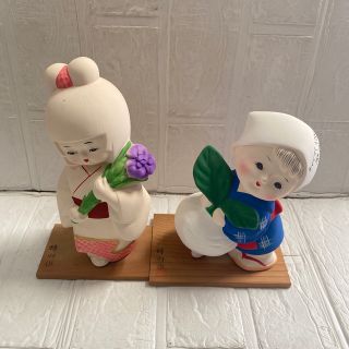 人形 陶器 置物 オブジェ 飾り物 昭和レトロ レトロ 2点セットの 人形 陶器 置物 オブジェ 飾り物 昭和レトロ レトロ 2点セットの