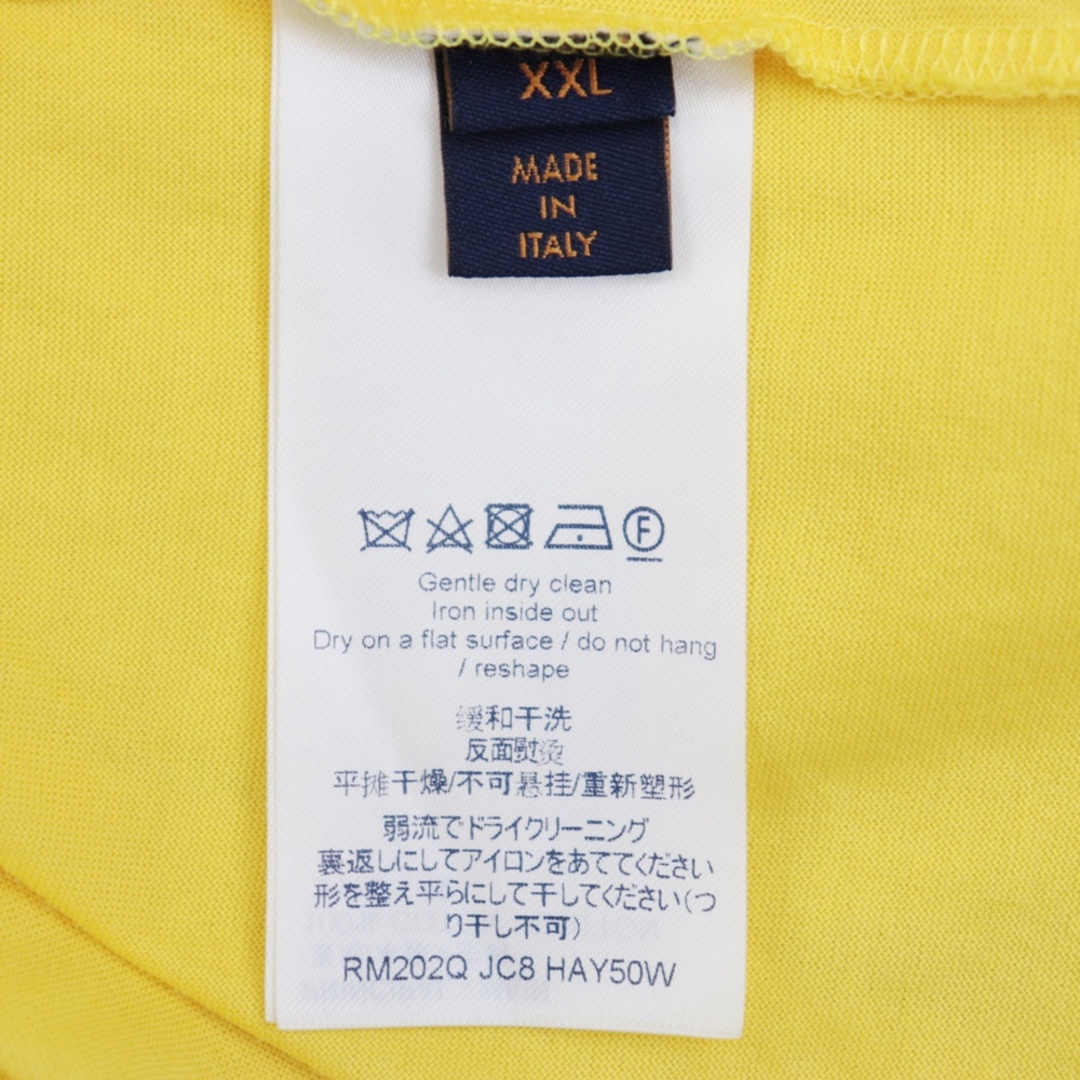 美品 ルイヴィトン 20年製 LVロゴ刺しゅう 半袖Ｔシャツ メンズ 黄色 XXL カットソー LOUIS VUITTON