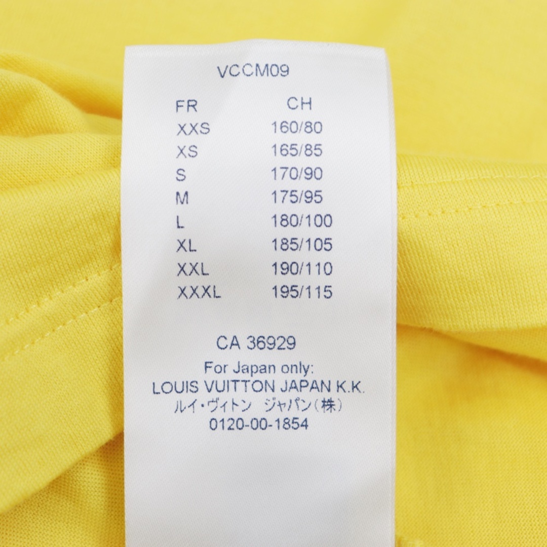 美品 ルイヴィトン 20年製 LVロゴ刺しゅう 半袖Ｔシャツ メンズ 黄色 XXL カットソー LOUIS VUITTON
