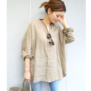 ドゥーズィエムクラス(DEUXIEME CLASSE)の美品／Deuxieme Classe    WIDE  LINEN  シャツ(シャツ/ブラウス(長袖/七分))