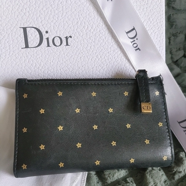 【美品】 Christian Dior 二つ折り財布　CD ブラック　レッド