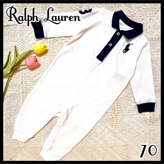 ポロラルフローレン(POLO RALPH LAUREN)の新品 Ralph Lauren ラルフローレン ロゴ ロンパース ポロシャツ (ロンパース)