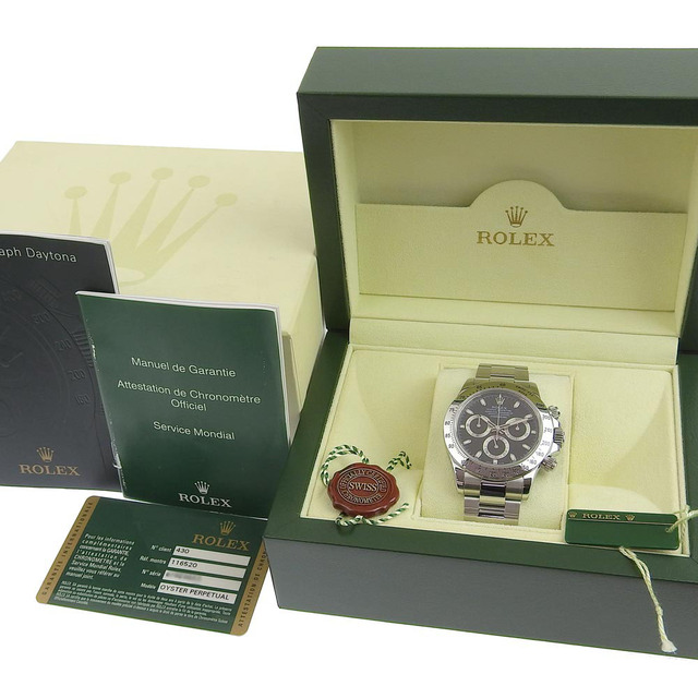 ROLEX(ロレックス)の【本物保証】 箱・保付 新品同様 ロレックス ROLEX デイトナ メンズ 自動巻き 腕時計 黒文字盤 クロノグラフ 116520 ランダム番 メンズの時計(腕時計(アナログ))の商品写真