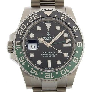 ロレックス(ROLEX)の【本物保証】 箱・保付 新品同様 ロレックス ROLEX GMTマスター2 II メンズ 腕時計 黒 緑 126720VTNR ランダム番 レフティ 左利き 希少(腕時計(アナログ))