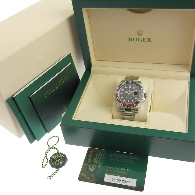 ROLEX(ロレックス)の【本物保証】 箱・保付 新品同様 ロレックス ROLEX GMTマスター2 II 腕時計 ペプシベゼル オイスターブレス 青 赤 ランダム番 126710BLRO メンズの時計(腕時計(アナログ))の商品写真