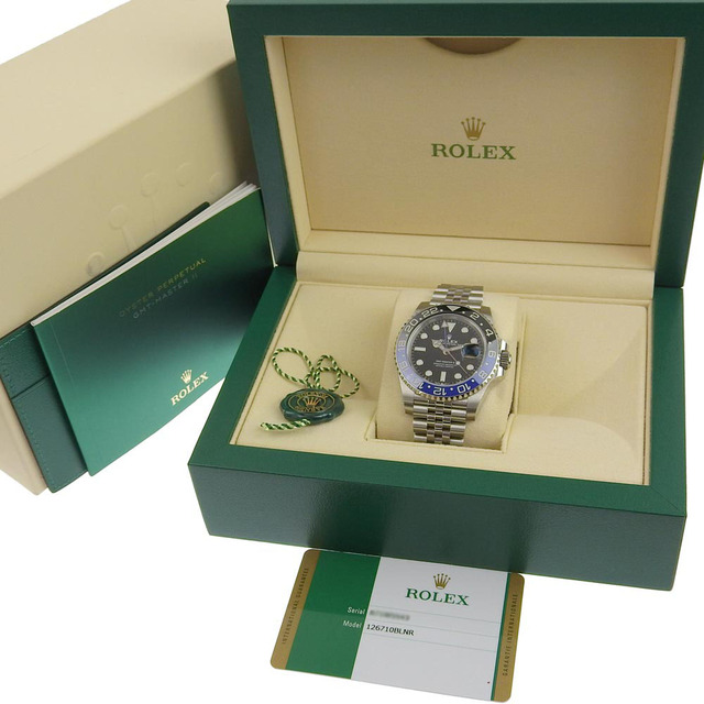 ROLEX(ロレックス)の【本物保証】 箱・保付 新品同様 ロレックス ROLEX GMTマスター2 II 腕時計 バッドマン ジュビリーブレス 黒 青 126710BLNR ランダム番 メンズの時計(腕時計(アナログ))の商品写真