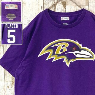 【NFL】レイブンズ ジョー・フラッコ Tシャツ アメフトL 紫 パープル(Tシャツ/カットソー(半袖/袖なし))