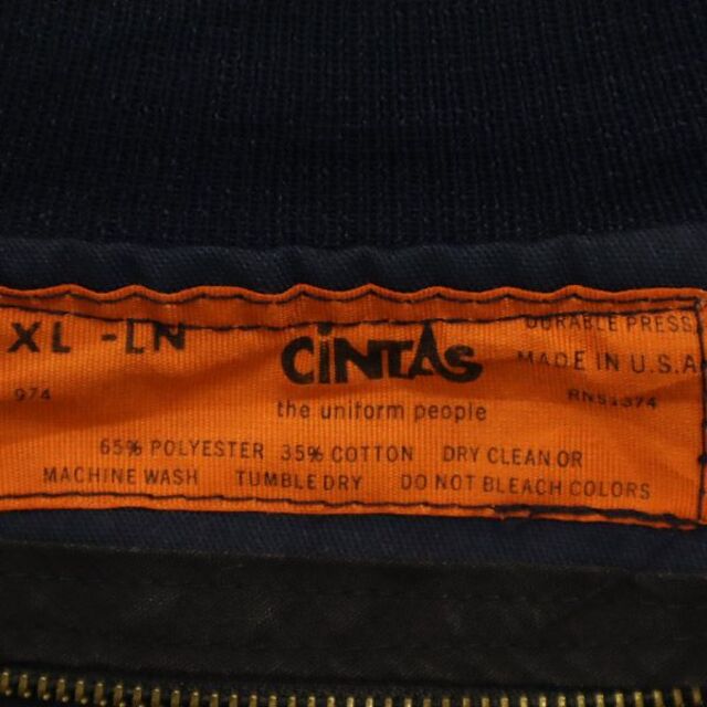 シンタス USA製 ワンポイント刺繍 ワークジャケット XL ネイビー CiNTAS ジップアップ ブルゾン メンズ   【230413】 7