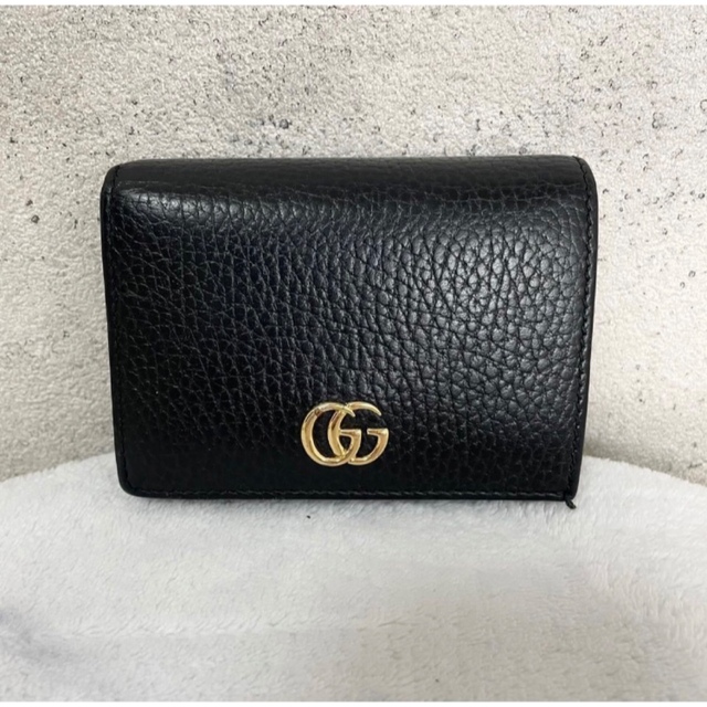 極美品 GUCCI グッチ 2つ折り財布 マーモント GG ロゴ レザー黒 おトク情報がいっぱい! previntec.com
