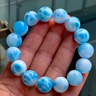 15mm-75.5g 天然無処理 ラリマー ブレスレット-
