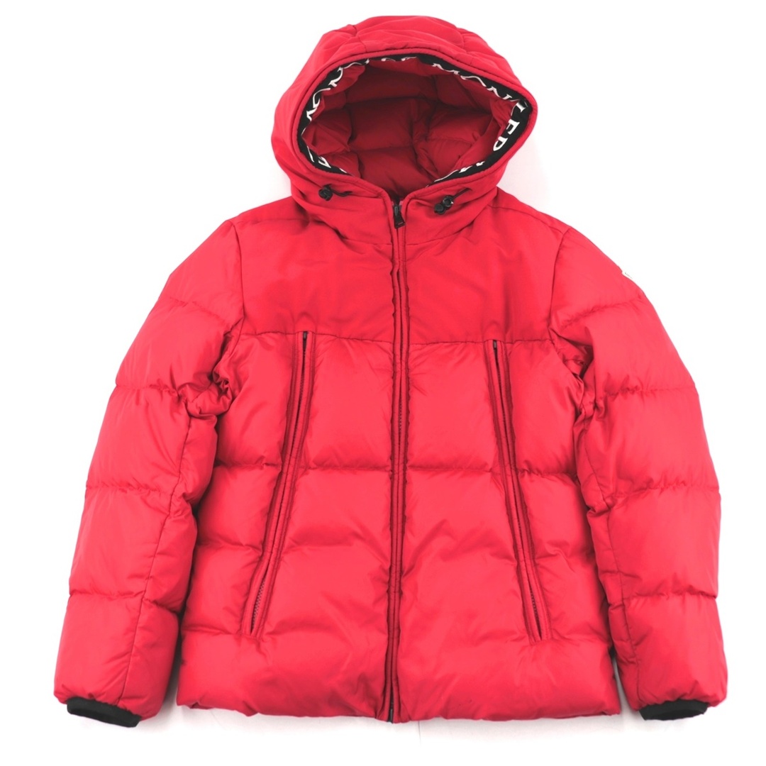 美品 モンクレール MONTCLAR モンクラ ロゴフード ダウンジャケット メンズ レッド 0 ロゴワッペン MONCLER