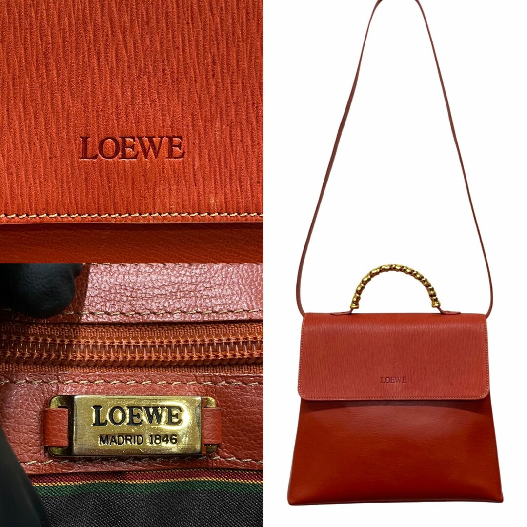 極 美品 LOEWE ロエベ ロゴ ベラスケス ツイストハンドル 金具 レザー