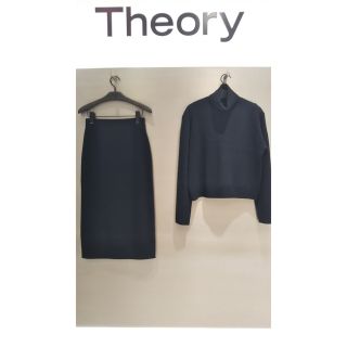 セオリー(theory)のtheory 19AW ウール100% ミモレ丈ニットスカート　黒(ロングスカート)