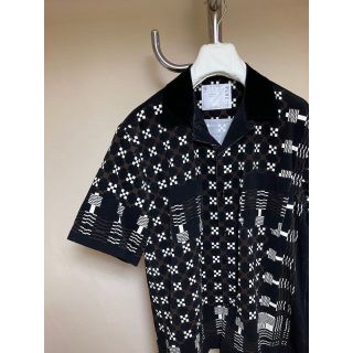 新品 22AW SACAI 異素材組み合わせ オープンカラーシャツ 4631 | www