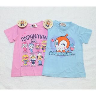 アンパンマン(アンパンマン)の新品　100cm　アンパンマン　女の子半袖Tシャツ2枚セット　ブルー×GP(Tシャツ/カットソー)