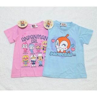 アンパンマン(アンパンマン)の新品　90cm　アンパンマン　女の子半袖Tシャツ2枚セット　ブルー×GP(Tシャツ/カットソー)