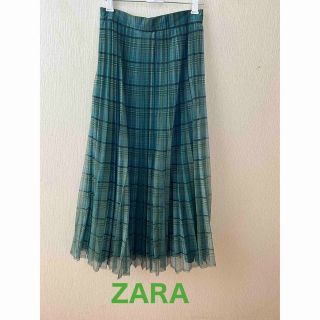 ザラ(ZARA)のZARA オーガンジー　プリーツ　ロングスカート　美品(ロングスカート)