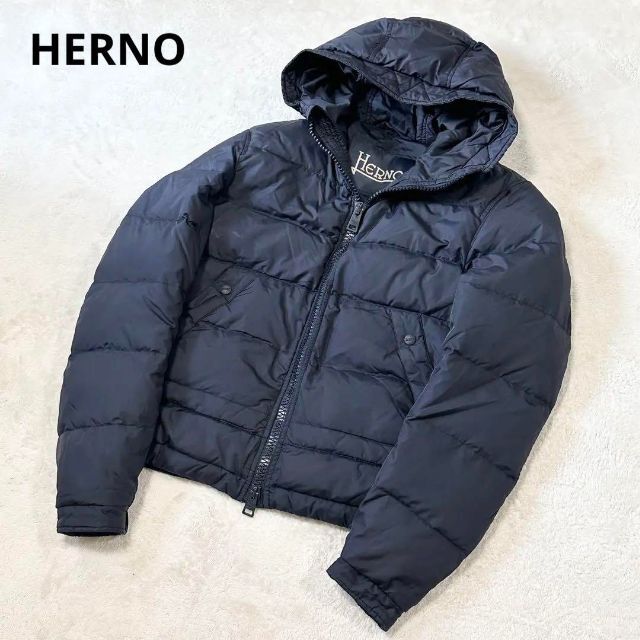 HERNO　ヘルノ　ポーラーテック　ダウンジャケット　フード　ネイビー　44