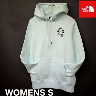 ザノースフェイス(THE NORTH FACE)の日本未発新品ノースフェイス両面ロゴスウェットパーカー(レディースS)アイスブルー(パーカー)