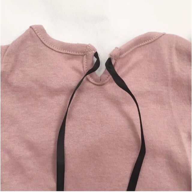 韓国子供服 フリル リボン トップス ピンク  90  キッズ/ベビー/マタニティのキッズ服女の子用(90cm~)(Tシャツ/カットソー)の商品写真