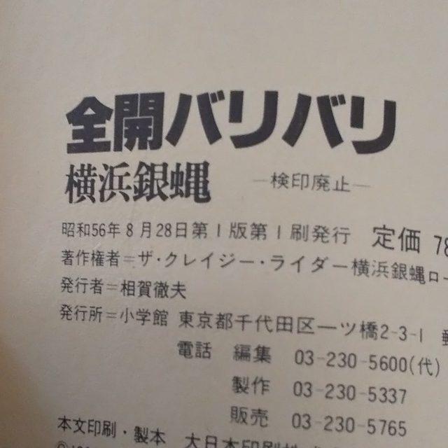 小学館(ショウガクカン)の横浜銀蝿 全開バリバリ ツッパリ熱論集 エンタメ/ホビーのタレントグッズ(ミュージシャン)の商品写真