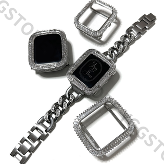 アップルウォッチ 三列 CZダイヤ 保護ケース カバー 40mm シルバー A(その他)