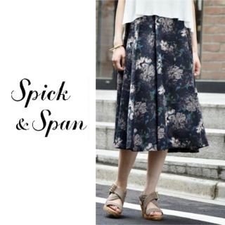 スピックアンドスパン(Spick & Span)のSpick & Span E/シャンタン ハナプリント アシンメトリースカート(ロングスカート)