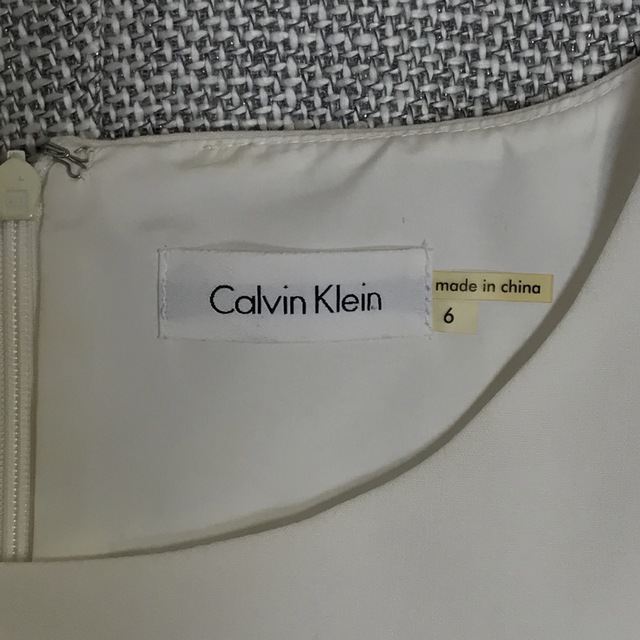 Calvin Klein(カルバンクライン)の【美品】カルバンクライン 使いやすい ツートン ジャージー素材ツイードワンピース レディースのワンピース(ひざ丈ワンピース)の商品写真