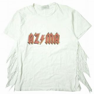 Azuma. アズマ 日本製 fringe t-shirt サイドフリンジ ロゴプリントTシャツ 18SH-CS-101 0(M) ホワイト 半袖 トップス【中古】【Azuma.】(Tシャツ/カットソー(半袖/袖なし))