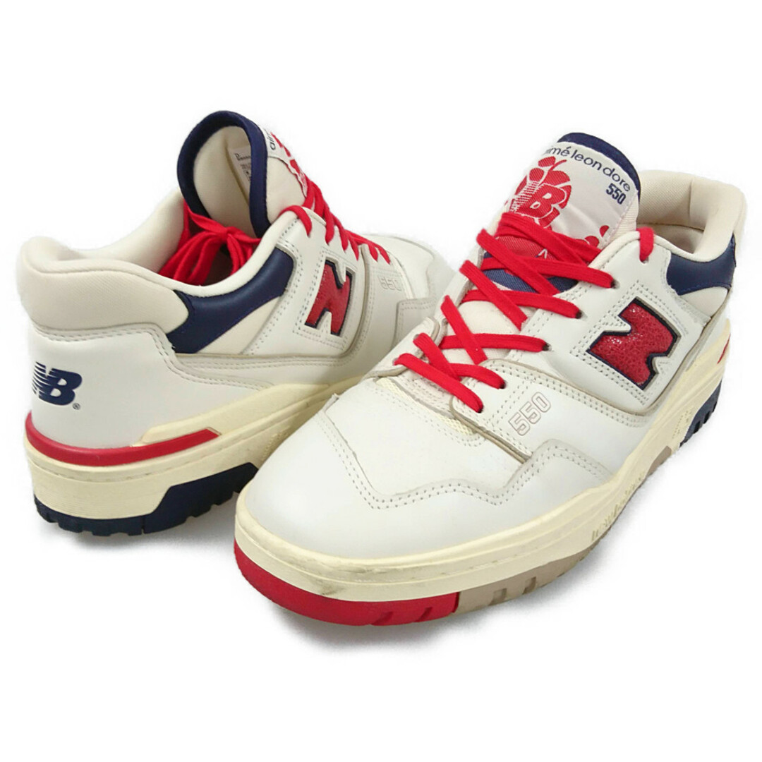 NEW BALANCE ニューバランス 品番 BB550A3 エメレオンドレ シューズ スニーカー 白×赤 サイズUS9=27cm 正規品 / 30575