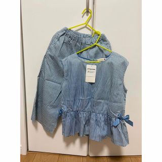 ブランシェス(Branshes)の新品タグ付き★ブランシェス130 セットアップ　ペプラムブラウス・ワイドパンツ(Tシャツ/カットソー)