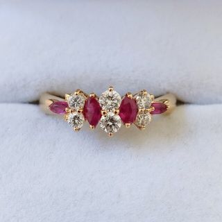 ダイヤモンド×ルビー リング K18YG 0.37ct 0.35ct 3.2g(リング(指輪))