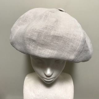 生成 リネン 麻 ベレー帽 ハンドメイド サイズ調節(ハンチング/ベレー帽)