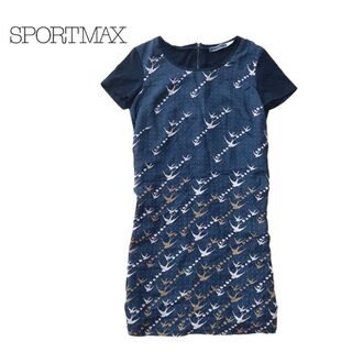 スポーツマックス(SPORTMAX（MAX MARA）)のSPORTMAX CODE スポーツマックス　ワンピース　黒　鳥　ハート　ドット(ひざ丈ワンピース)